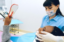 Woman at cosmetic dentist