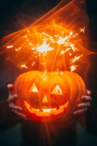 Jack-o-lantern with sparkler