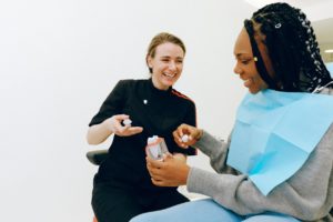 Woman at dentist for CEREC crown