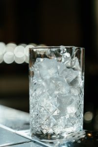 Glass of ice cubes